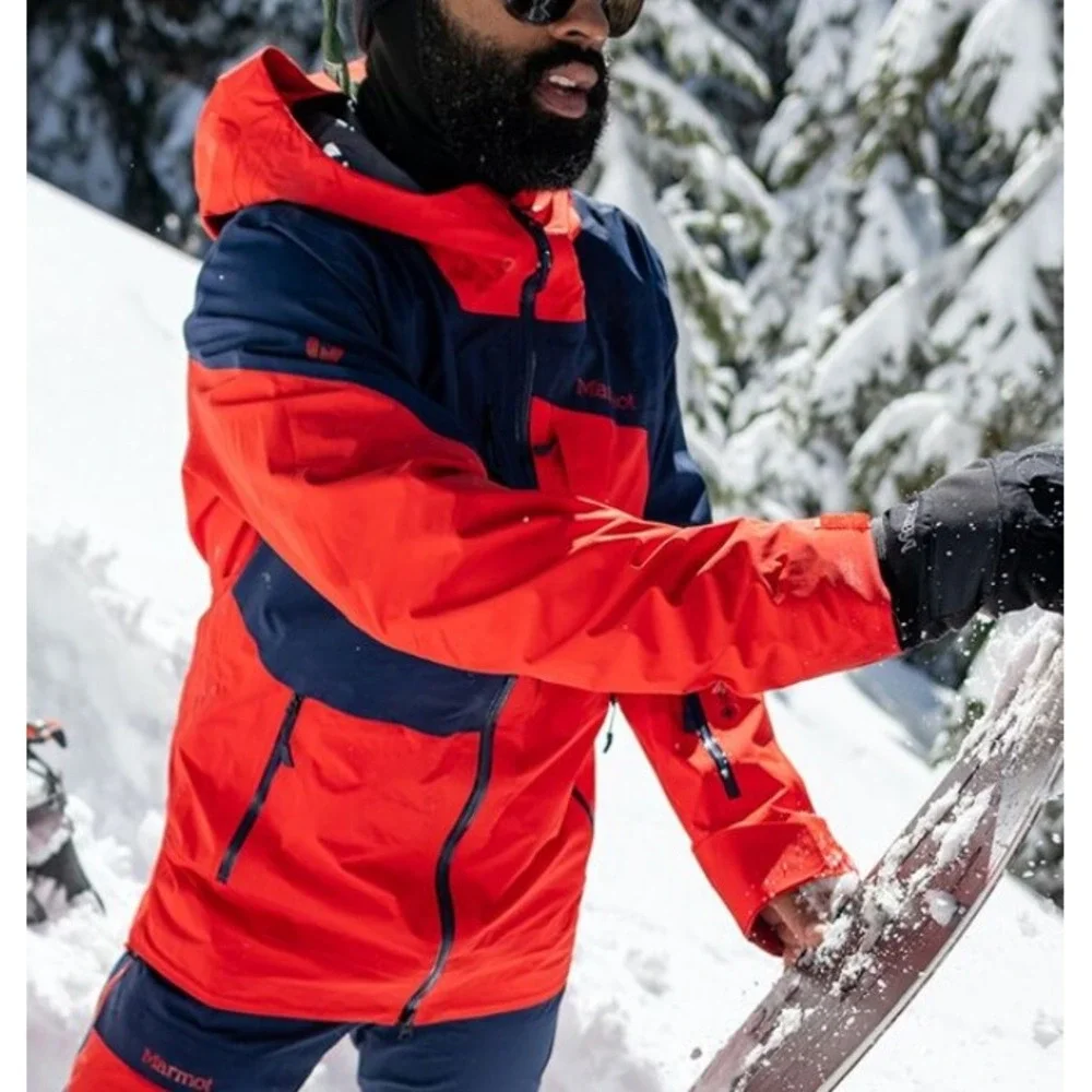 Marmot BL Pro Jacket Mens Gore-Tex Pro Ski Snowboard Shell Red Navy RECCO‎